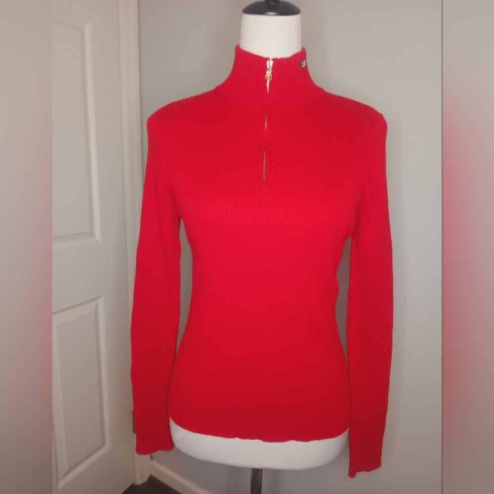 Vintage Y2K Polo Jeans Co Ribbed Quarter Zip Sweater